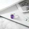 thumbnail image 5 of Gem Stone King 925 Sterling Silver Purple Amethyst Ring for Women | 4.60 Cttw | Gemstone February Birthstone | Oval 12X10MM | Available in Size 5,6,7,8,9, 5 of 5