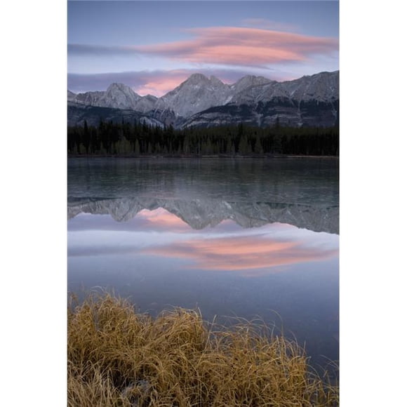 Partially Frozen Spillway Lake At Sunset - Kananaskis, Alberta, Canada Poster Print, 12 x 19