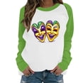 thumbnail image 2 of Xuyuer Mardi Gras Shirts for Women Shirt Funny Mask Graphic Tee Carnival Long Sleeve Shirt V Neck Top, 2 of 6