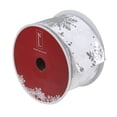 thumbnail image 3 of Northlight White and Silver Snowflake Christmas Wired Craft Ribbon 2.5" x 16 Yards, 3 of 3