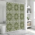thumbnail image 6 of Sage Green Boho Bathroom Shower Curtains with 12 Hooks Polyester Waterproof Shower Curtain for Stalls and Bathtubs Farmhouse Chic Abstract Patterned Decorative Bathroom Privacy Curtain 54x78 Inches, 6 of 9