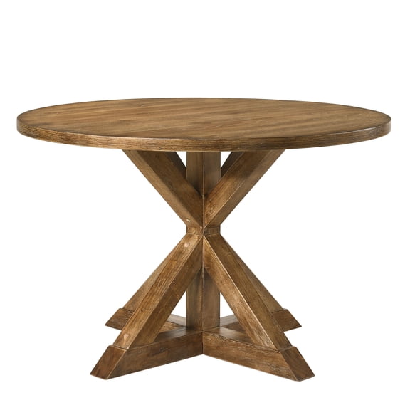 Farmhouse 48" Dia Round Dining Table with Pedestal Base, Kitchen Dining Room Table for 4, Standard Height, 150lbs Weight Capacity