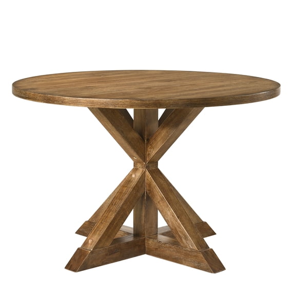 Farmhouse 48" Dia Round Dining Table with Pedestal Base, Kitchen Dining Room Table for 4, Standard Height, 150lbs Weight Capacity