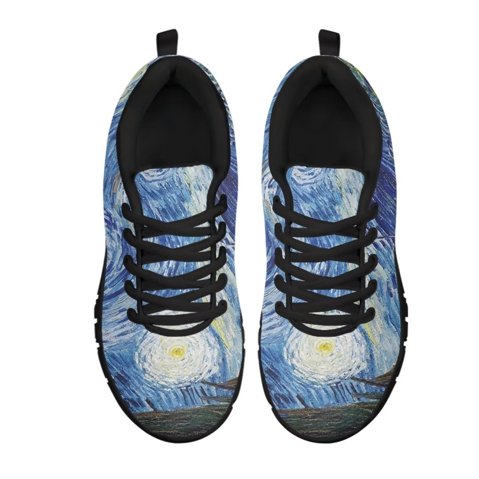Renewold Men Women's Tennis Shoes Size 7.5 The Starry Night Print Road Running Shoes Lightweight