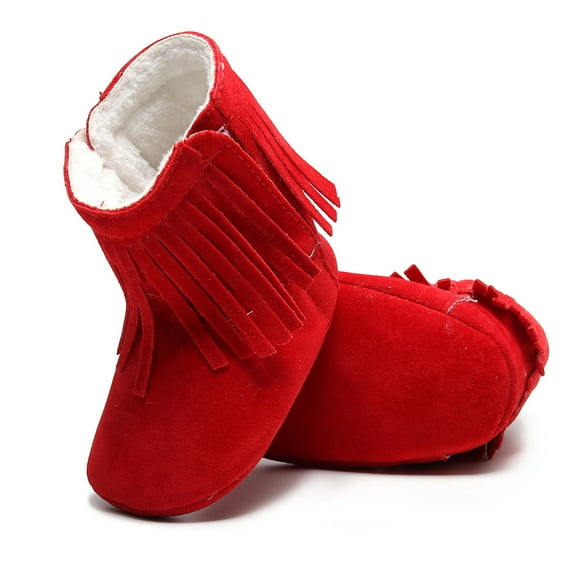 Akiihool Toddler Boots Unisex Warm Fur Lining Soft Boots Cotton Lining Baby for Winter (Red,5)