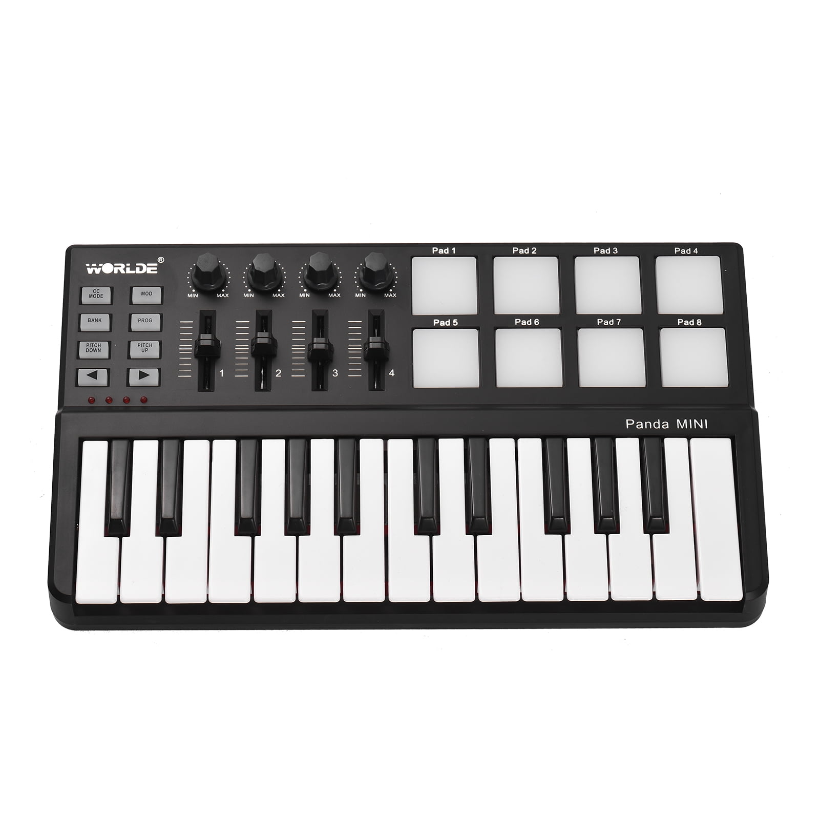 Elowen MIDI Keyboard Key WORLDE Panda mini Portable Mini 25-Key USB Keyboard and Drum Pad MIDI Controller