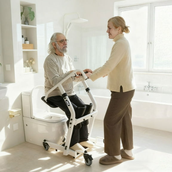 VOCIC Sit to Stand Lift for Seniors, One-Step Standing Aid Transfer Unit with Wheels, Home Use