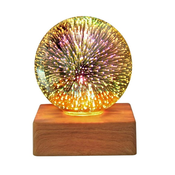 Bola de cristal de fuegos artificiales 3D LED alimentada por USB, regalo de Navidad para las fiestas navideñas