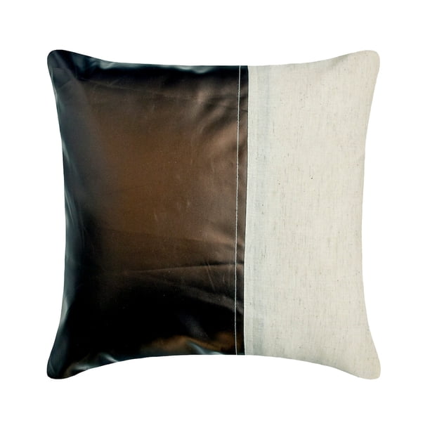 Fundas de almohada decorativas de 50 x 50 cm (20 x 20 pulgadas) en marrón, fundas de almohada de piel sintética, fundas de almohada hechas a mano, funda de almohada de patchwork, contemporáneas -