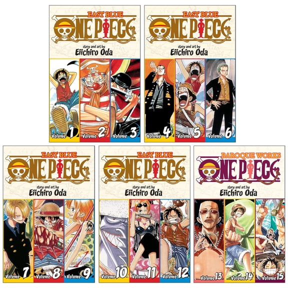 One Piece 3-in-1 Edition (Volume 1-15) by Eiichiro Oda 5 Books Set - Ages 14  - Paperback
