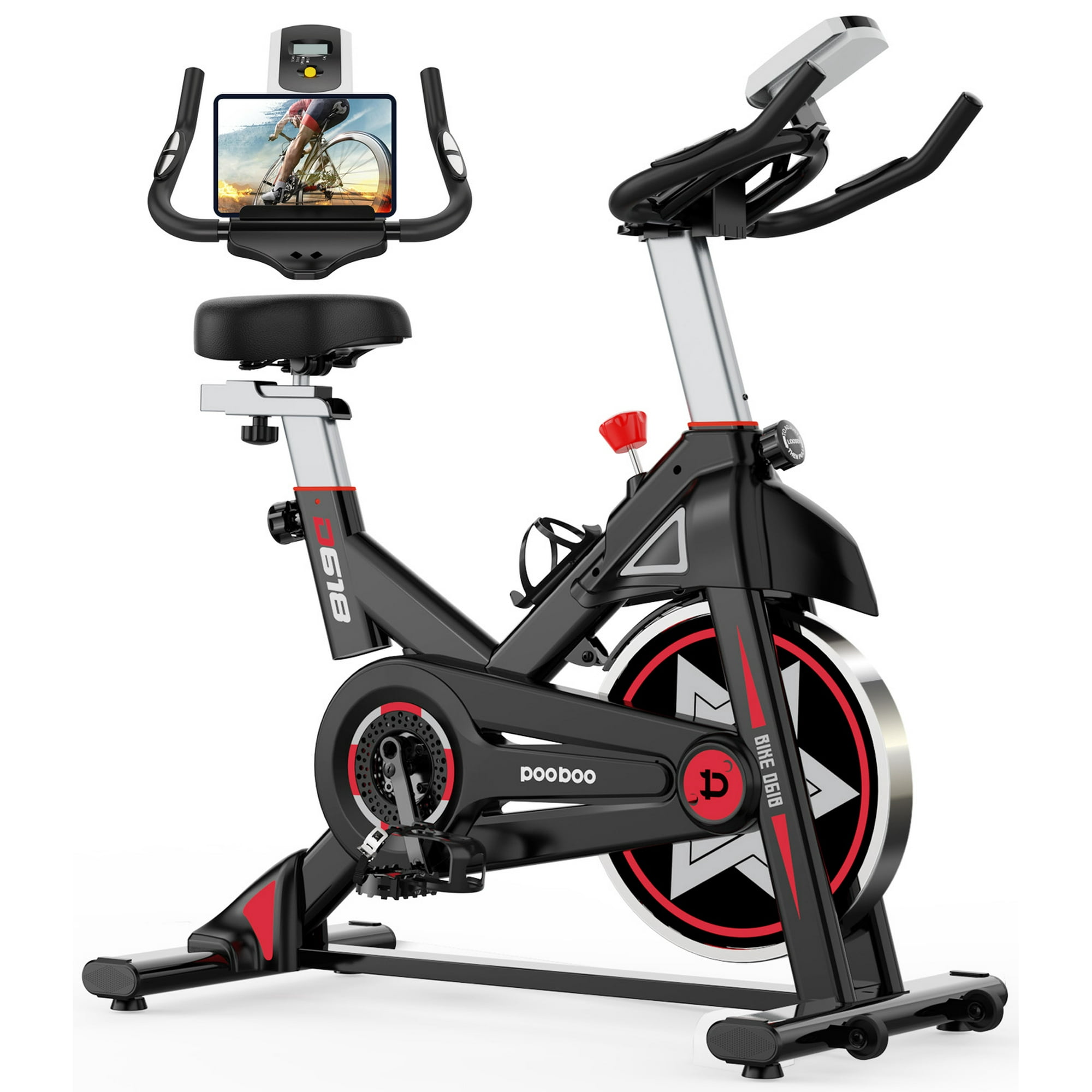 Pooboo Indoor Exercise Bike Silent Cycling Bike Stationary Bike with 16 Levels of Magnetic Resistance 40lbs Flywheel Walmart