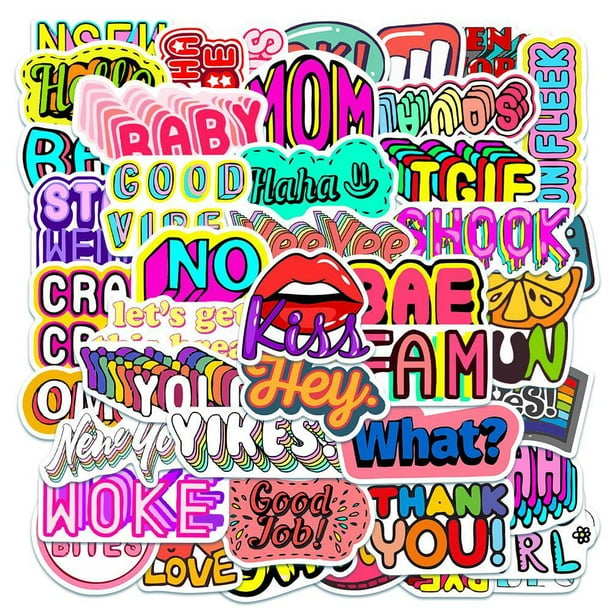 Paquete de pegatinas motivacionales, 100 unidades, con cita colorida en inglés