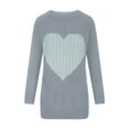 thumbnail image 4 of Jalioing Knitted Undershirt for Women Round Neck Long Sleeve Heart Printed Trendy Pullover Sweater (XX-Large, Gray), 4 of 6