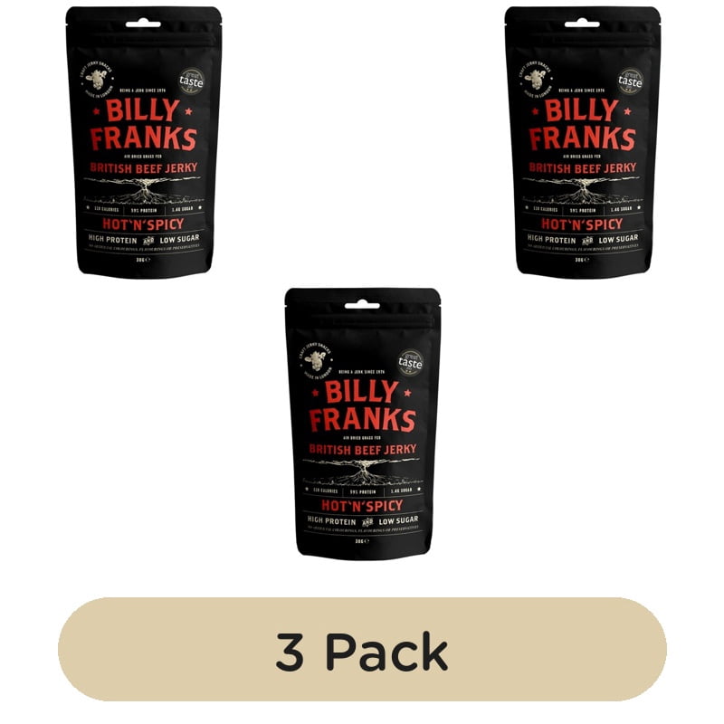 Billy Franks Hot 'N' Spicy Beef Jerky 30g, British Import (Pack of 3)