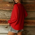 thumbnail image 5 of Yrmaups Loose Fit Long Sleeve Blouse for Women, Casual V Neck Top, Flowy Soft Tee for Vacation Office Travel Daily Wear, Red 2XL, 5 of 7