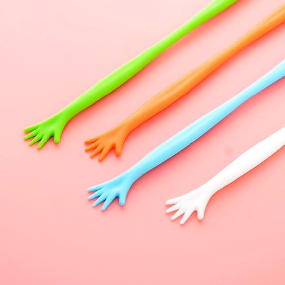 GOOHOCHY 5 Pcs Plastic Palm Shape Swizzle Sticks Resuable Beverage Stirrers for Coffee Juice Wine(Random Color)