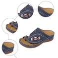 thumbnail image 4 of Rokment Womens Boho Embroidered Orthopedic Wedges Dress Flip Flops with Arch Support 2026 Beach Summer Comfortable Leather Platform Thong Walking Slides Blue Size 9, 4 of 6