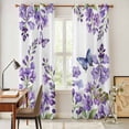 thumbnail image 3 of Purple Flowers Kitchen Curtains Window Panels, Butterfly Spring Floral Watercolor Farmhouse Insulated Window Treatment Curtain, Grommet Curtains for Bedroom/Living Room/Bathroom, 2 Piece 42"Wx84"L, 3 of 8