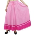 thumbnail image 1 of Bimba Women's Long Maxi Skirt With Contrast Border Boho Skirt With Elastic Waist, 1 of 8