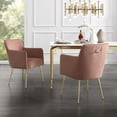 thumbnail image 1 of Inspired Home Donati Velvet Dining Chair Set of 2 Arm Chair Knob Handle Stainless Steel Legs, Blush, 1 of 9