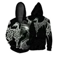 thumbnail image 4 of Sudadera con capucha y cremallera con estampado de lobo elegante Sudadera moderna y versátil para hombre Ropa informal y cómoda para hombre Sudadera para hombre, 4 of 4