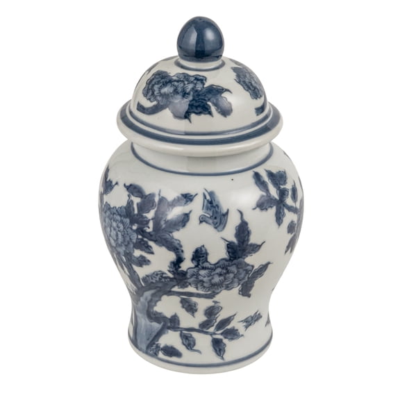 Creative Co-Op Decorative Ceramic Ginger Jar with Domed Lid, Blue & White