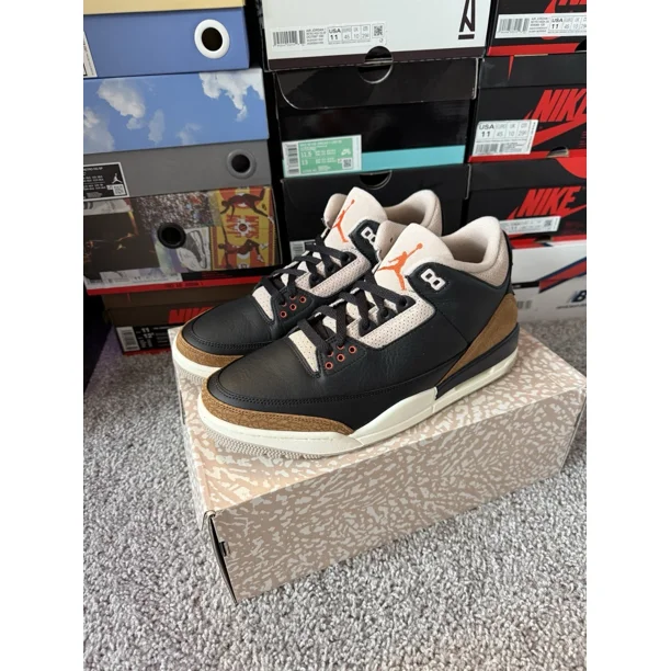 Ni - ke Air Jordan 3 Retro Desert Elephant Size 11.5 Black Brown Cement New Authentic