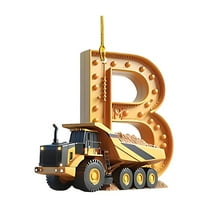 Moocorvic 26 Letter Christmas Ornaments, Funny Gifts Construction Vehicles Personalized Christmas Tree Decoration(B)