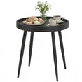 thumbnail image 1 of Table d'Appoint Ronde de 19,5 Pouces pour Terrasse Extérieure, Cadre en Métal Noir avec Dessus en PP Style Plateau Résistant aux UV, Petite Table Basse Résistante aux Intempéries pour Jardin, Balcon, Salon Ou Support pour Plantes, 1 of 7