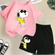 thumbnail image 3 of Conjunto de camiseta de verano con estampado de Snoopy para niños y adolescentes, camiseta de algodón de manga corta y pantalones cortos, traje de 2 piezas, ropa de moda para niños, 3 of 5