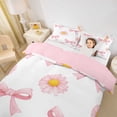 thumbnail image 3 of Erosebridal Girly Pink Bowknot Twin Bedding, Chic Daisy Blossoms Duvet Cover Set for Girls, Pink Reversible 2-Piece, 1 Duvet Cover and 1 Pillowcase, No Comforter, 3 of 6