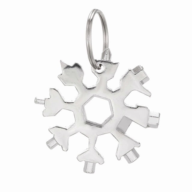 Herramienta multiusos 18 en 1 con forma de copo de nieve, llave de bolsillo, llave hexagonal, abridor de botellas y llavero multifunción.