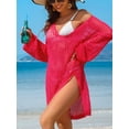 thumbnail image 5 of Charmo Womens V Neck Swim Cover Up Hollow Out Swimwear Long Sleeve Bikini Beachwear, 5 of 6