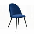 thumbnail image 5 of Modern Navy Blue Velvet Dining Chairs - 4-Piece with Black Metal Legs & Non-Slip Pads, 5 of 8