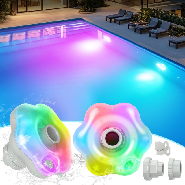 Pool Jet Lights Goallim 2025 Upgrade, funciona con agua, RGB, 2 unidades