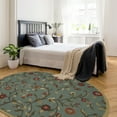 thumbnail image 3 of Ottomanson Floral Area Rug 5' x 6'6" Oval - Non Slip Low Pile Carpet, Seafoam Green, 3 of 8