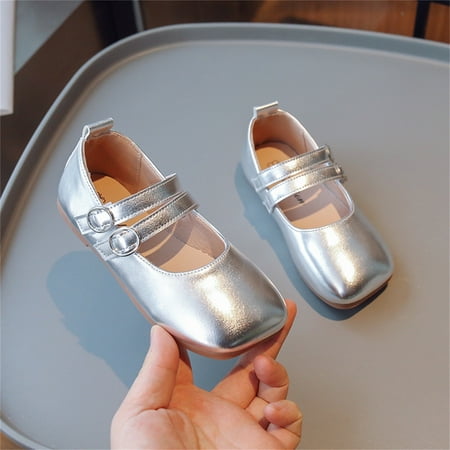 

NIUREDLTD Toddler Kids Grils Dress Shoes Little Girls Dress Shoes Ballet For Girls Wedding Party School Church Dress Shoes Casual Slip On Ballet Flat PU Leather Princess Shoes Silver 30
