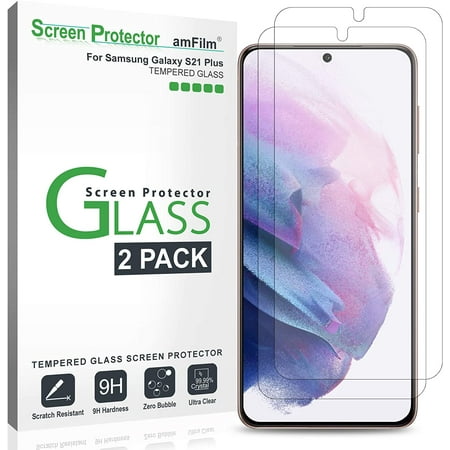 amFilm (2 Pack) Screen Protector for Samsung Galaxy S21 Plus (6.7"), Case Friendly Tempered Glass Film (2021)
