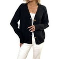 thumbnail image 2 of Cardigan Sweaters for Women Trendy Fall Long Sleeve V-Neck Button Down Oversized Chunky Knit Sweater Outerwear Black L, 2 of 9