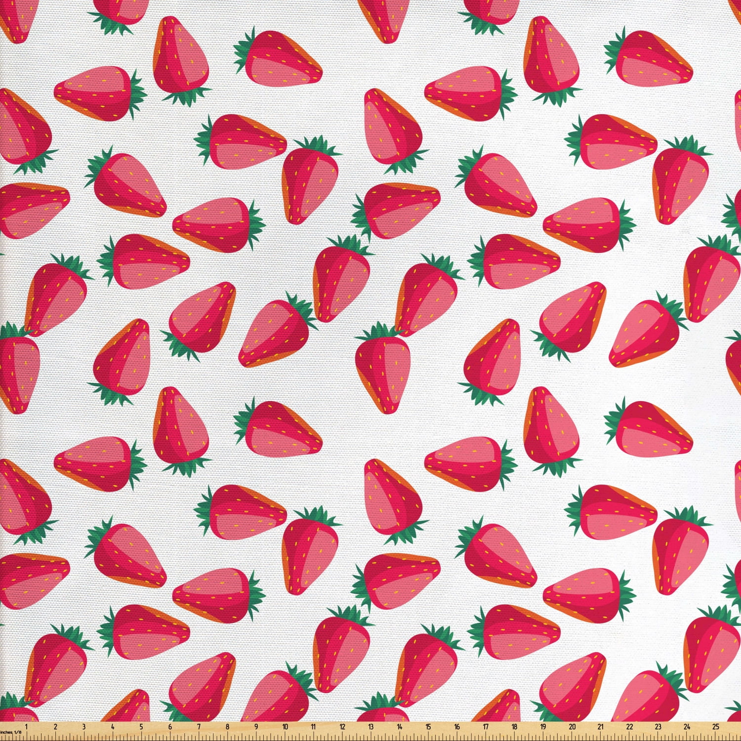 Strawberry Fabric by The Yard, Continuous Cartoonish Ripe Summer Season ...