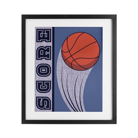 Stupell Industries Contemporary Score Vintage Basketball Black Framed Print Under Glass, 13 x 16, by Marcus Prime