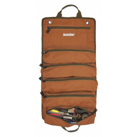 BUCKET BOSS 74004 Tool Holster,Brown/Green,6 Pockets,4" W