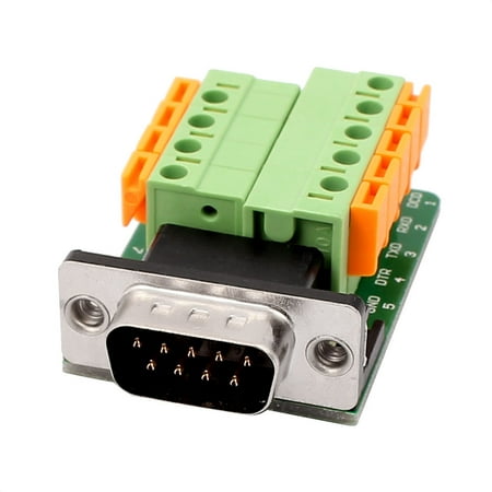 Solderless Terminal Assortment - DB9 Male Adapter 9 Position RS232 Serial to Terminal Solderless Signal Module