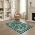 thumbnail image 2 of ODIKA 4'x6' Washable Area Rug Pet Friendly, Non-Shedding Teal Vintage Boho Border Throw Turquoise Butterfly Print Turtle for Bedroom, Reading Nook, 2 of 7