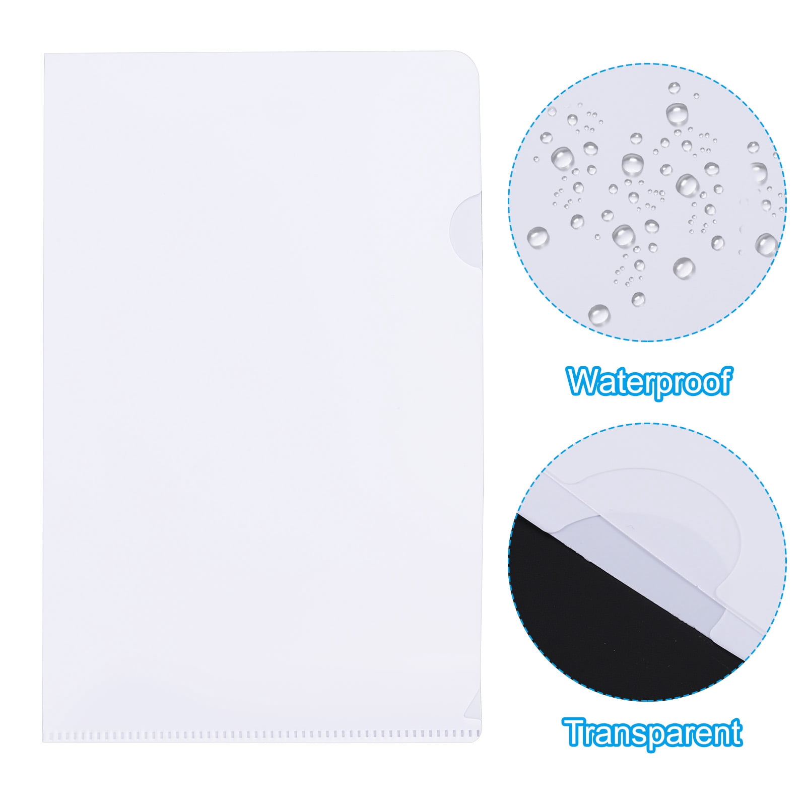 Uxcell L Type Folders 50 Pack A5 Plastic File Project Pockets Clear Paper Document Jacket Sleeves White
