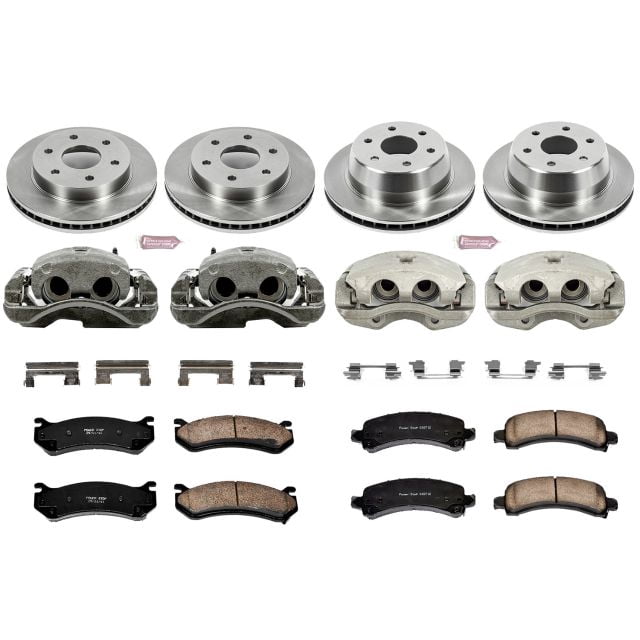 PowerStop Front and Rear Stock Replacement Brake Pad and Rotor Kit with Calipers Fits: CADILLAC CHEVROLET GMC Select Models KCOE2016