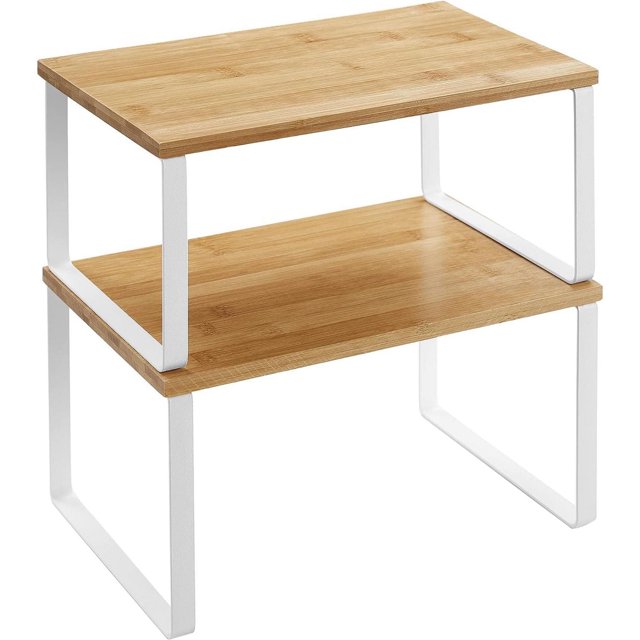 Boutique Home Set of 2, Versitile Kitchen, Organizing, Spice Racks - White Oak and White