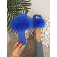 thumbnail image 1 of Women's Red Party Patchwork Slippers With Solid Color And Fluffy Decorations, 1 of 4
