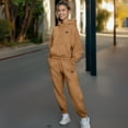thumbnail image 3 of Dalix Butterfly Embroidery Washed Sweatsuit Set Hoodie Jogger Soft Fleece Relaxed Fit Lounge Womens in Camel 2XL XX-Large, 3 of 5