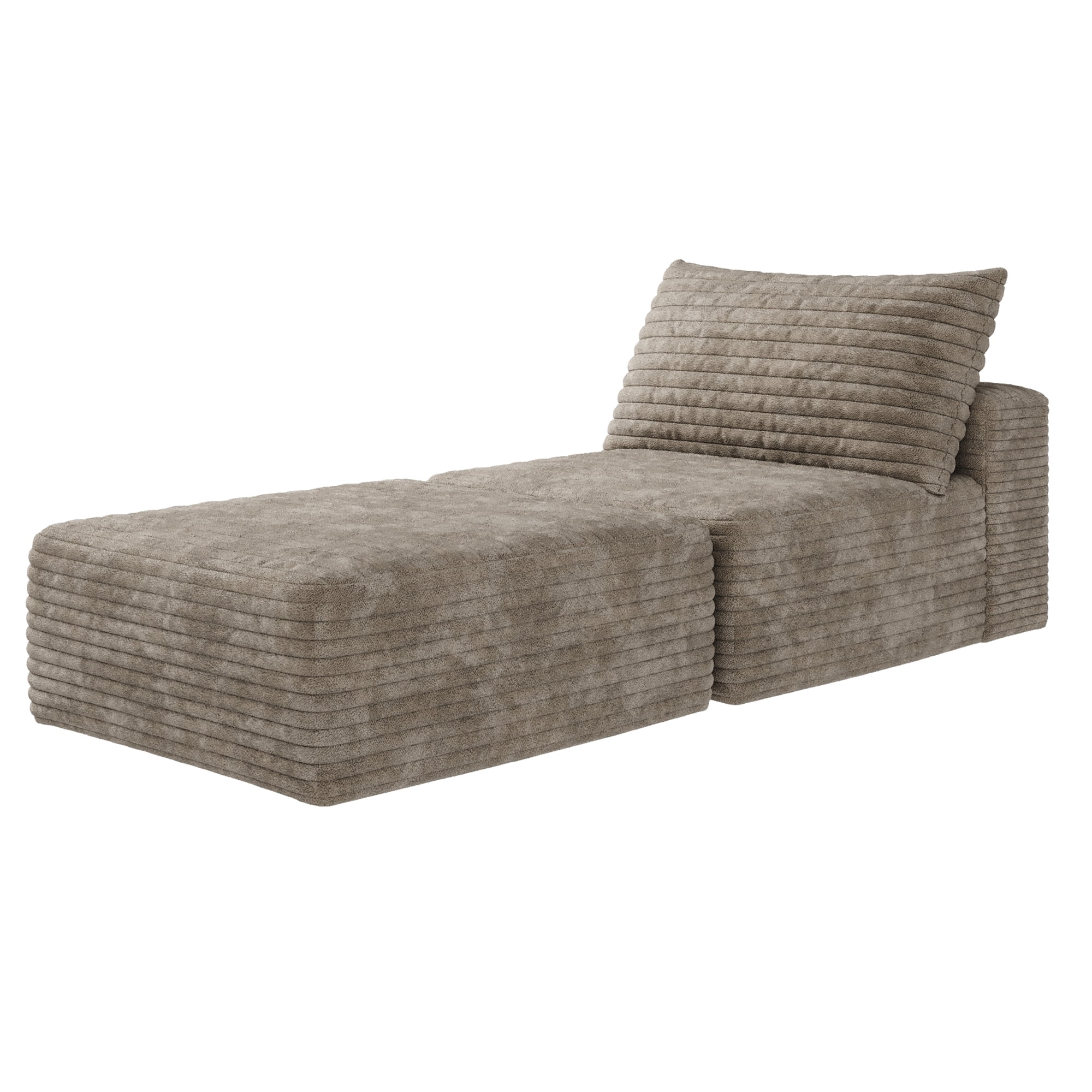 MAYEERTY 66.9" Sofa Bed Camel Plush Corduroy Convertible Sleeper Chair with Pillow Back Support Living Room/Bedroom